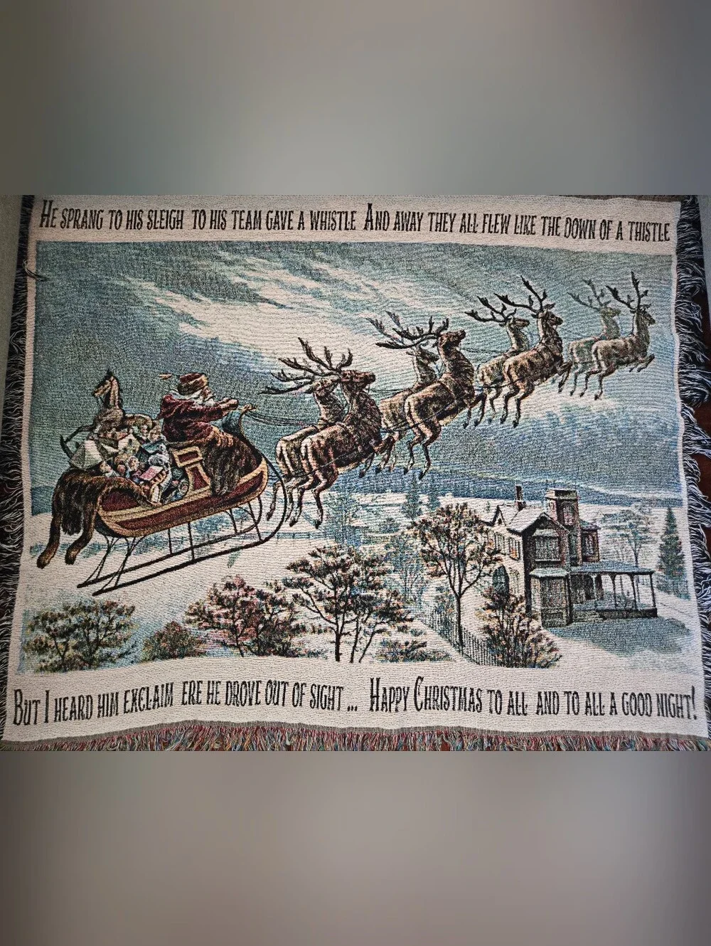 Christmas Santa Woven Throw Blanket